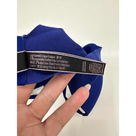 Victorias Secret Womens Bra Size 32DD Lined Demi Royal Blue Adjustable - Picture 6 of 15